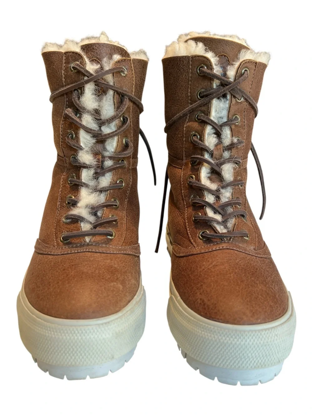 Polo Ralph Lauren Shearling Boots  Lamb Suede Hiking Vibram Sole SZ 9